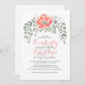 フローラヴィンテージボホピンク結婚ズ 招待状 (正面/裏面)
