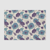 フローラヴィンテージポピー紫とティール（緑がかった色） 薄葉紙 (正面)