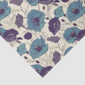 フローラヴィンテージポピー紫とティール（緑がかった色） 薄葉紙 (詳細)
