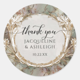 フローラヴィンテージミントバラ金ゴールドスクリプトサンキュー ラウンドシール