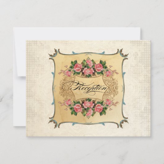 フローラヴィンテージモダンピンクのバラが鳥の渦巻きを愛 招待状 (正面)