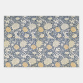 フローラヴィンテージモリス模様赤い花青 ラッピングペーパーシート (正面2)