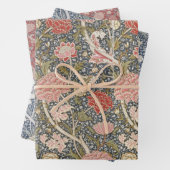 フローラヴィンテージモリス模様赤い花青 ラッピングペーパーシート (インサイチュ)