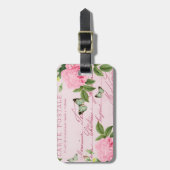 フローラヴィンテージラゲッジタグwピンクローズ ラゲッジタグ (正面縦)