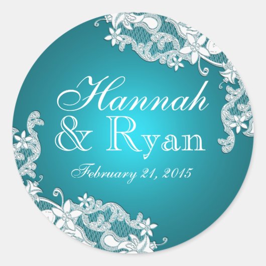 フローラヴィンテージレースアクアマリン ラウンドシール (正面)