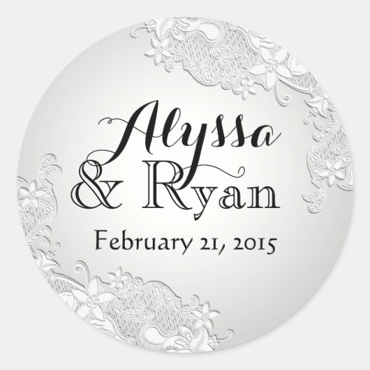 フローラヴィンテージレースシルバーグレー ラウンドシール (正面)