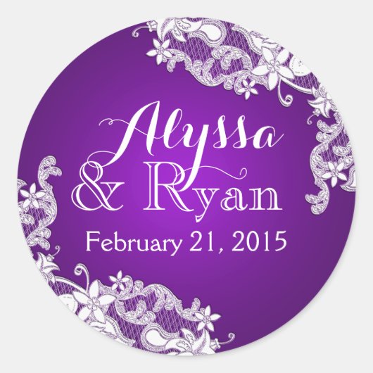 フローラヴィンテージレースパープル ラウンドシール (正面)