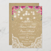 フローラヴィンテージレースライトイスラム結婚教徒 招待状 (正面/裏面)