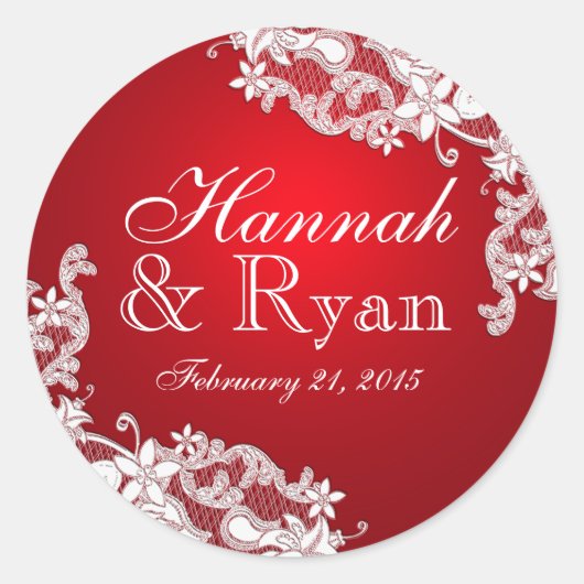 フローラヴィンテージレースレッド ラウンドシール (正面)