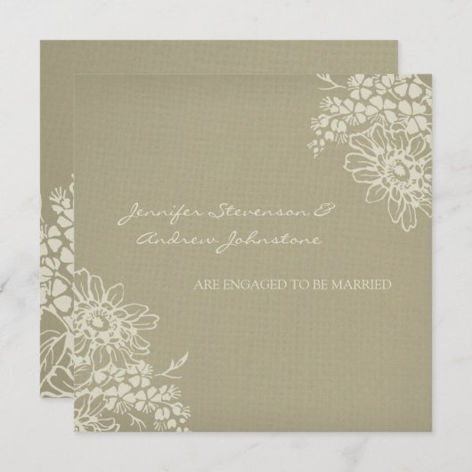フローラヴィンテージ婚約のアナウンスカード 案内状 (正面/裏面)