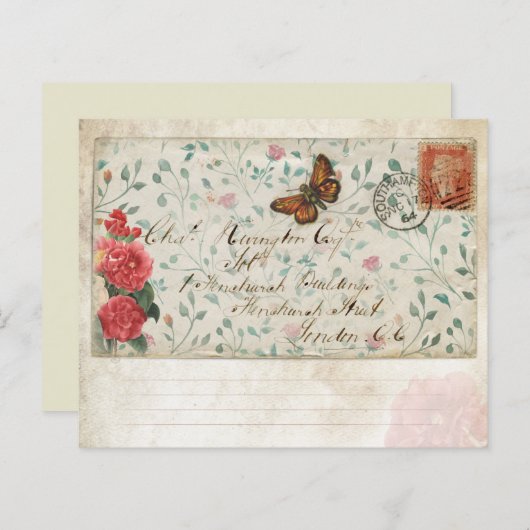 フローラヴィンテージ封筒スクラップブック紙 (正面/裏面)