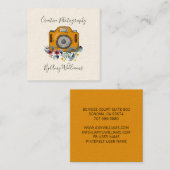 フローラヴィンテージ手描きカメラ撮影 スクエア名刺 (正面/裏面)