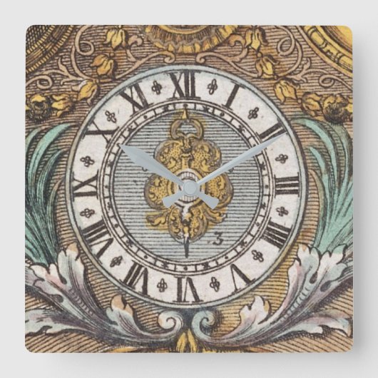 フローラヴィンテージ旧時計のローマ数字 スクエア壁時計 (正面)