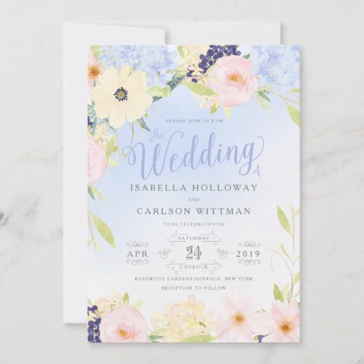 フローラヴィンテージ春の結婚式 招待状 (正面)