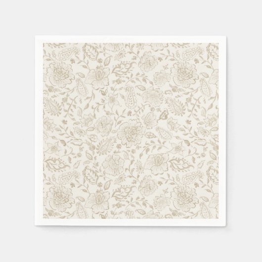 フローラヴィンテージ水の色のスケッチ スタンダードカクテルナプキン (正面)