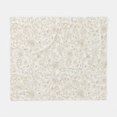 フローラヴィンテージ水の色のスケッチ フリースブランケット (正面(横))