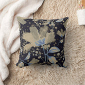 フローラヴィンテージ水の色：黒い背景 クッション (ブランケット)