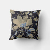 フローラヴィンテージ水の色：黒い背景 クッション (裏面)