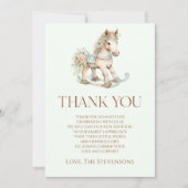 フローラヴィンテージ玩具ロッキング馬赤ちゃんシャワー サンキューカード (正面)