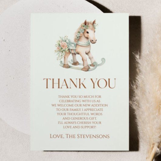 フローラヴィンテージ玩具ロッキング馬赤ちゃんシャワー サンキューカード