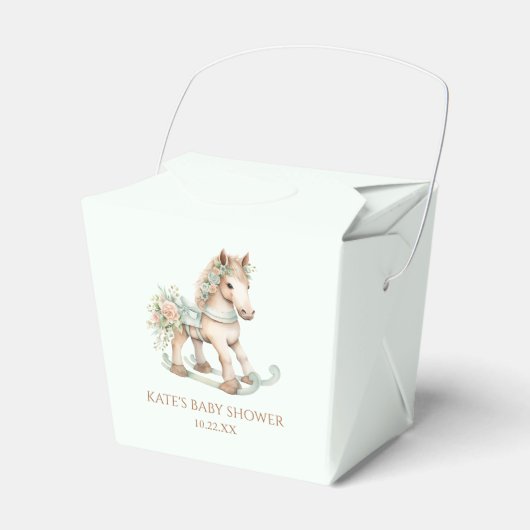 フローラヴィンテージ玩具ロッキング馬赤ちゃんシャワー フェイバーボックス (正面サイド)