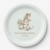 フローラヴィンテージ玩具ロッキング馬赤ちゃんシャワー ペーパープレート (正面)