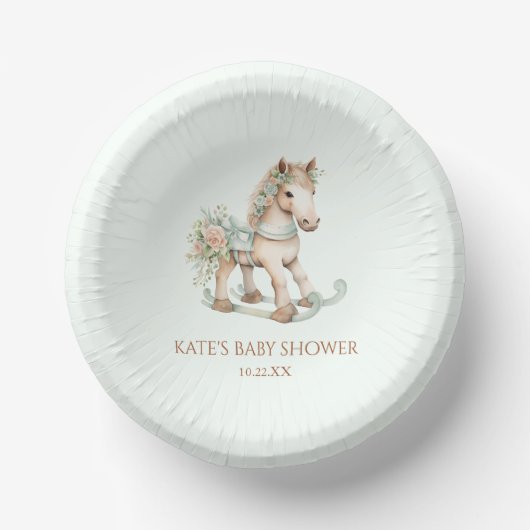 フローラヴィンテージ玩具ロッキング馬赤ちゃんシャワー ペーパーボウル (正面)