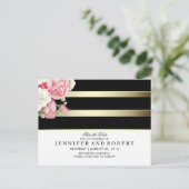 フローラヴィンテージ白黒と金ゴールド保存日付 案内ポストカード (スタンド正面)