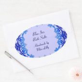 フローラヴィンテージ石鹸または缶詰ラベル青 楕円形シール (封筒)