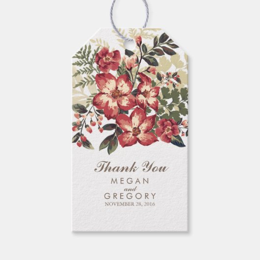 フローラヴィンテージ秋ブルゴーニュ結婚ーズ ギフトタグ (正面)