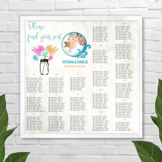 フローラヴィンテージ素朴ボーホメイソンジャーの座席表 ポスター