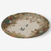 フローラヴィンテージ結婚アールヌーボー ペーパープレート (アングル)