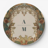 フローラヴィンテージ結婚アールヌーボー ペーパープレート (正面)