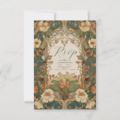 フローラヴィンテージ結婚アールヌーボー 出欠カード (正面)
