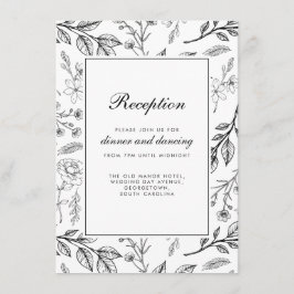 フローラヴィンテージ結婚白黒 エンクロージャーカード