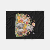 フローラヴィンテージ色彩の鮮やかの美的な子猫とプレス フリースブランケット (正面(横))