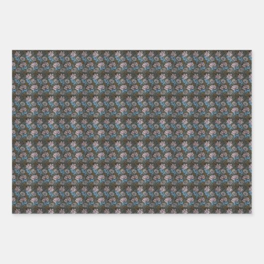 フローラヴィンテージ菊の花モリス模様 ラッピングペーパーシート (正面3)
