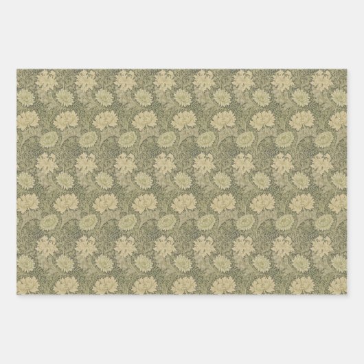 フローラヴィンテージ菊の花モリス模様 ラッピングペーパーシート (正面2)