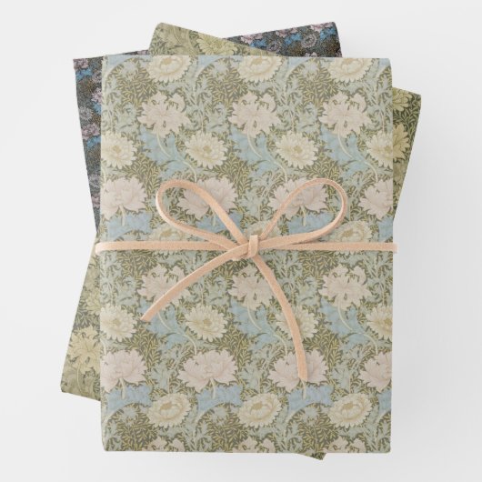 フローラヴィンテージ菊の花モリス模様 ラッピングペーパーシート (インサイチュ)