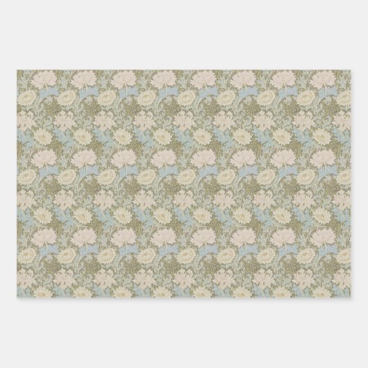 フローラヴィンテージ菊の花モリス模様 ラッピングペーパーシート (正面)