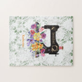 フローラヴィンテージ裁縫パーソナライズされた機 ジグソーパズル (横)