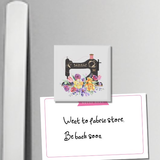 フローラヴィンテージ裁縫機モノグラム マグネット