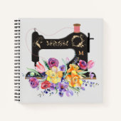 フローラヴィンテージ裁縫機械モノグラム ノートブック (正面)