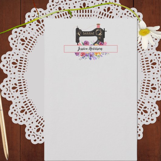 フローラヴィンテージ裁縫機械モノグラム 便箋