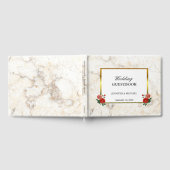 フローラヴィンテージ赤いバラ白い結婚大理石 ゲストブック (全面)