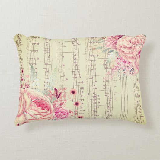 フローラヴィンテージ音楽 アクセントクッション (正面)
