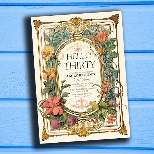 フローラヴィンテージ30th誕生日パーティーお祝い 招待状