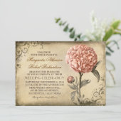 フローラヴィンテージ – ピンク牡丹結婚式招待状 招待状 (スタンド正面)