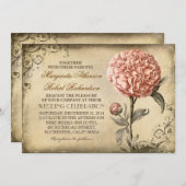 フローラヴィンテージ – ピンク牡丹結婚式招待状 招待状 (正面/裏面)