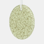 フローラヴィンテージ：美しい背景イラストレーション ガラスオーナメント (正面左)